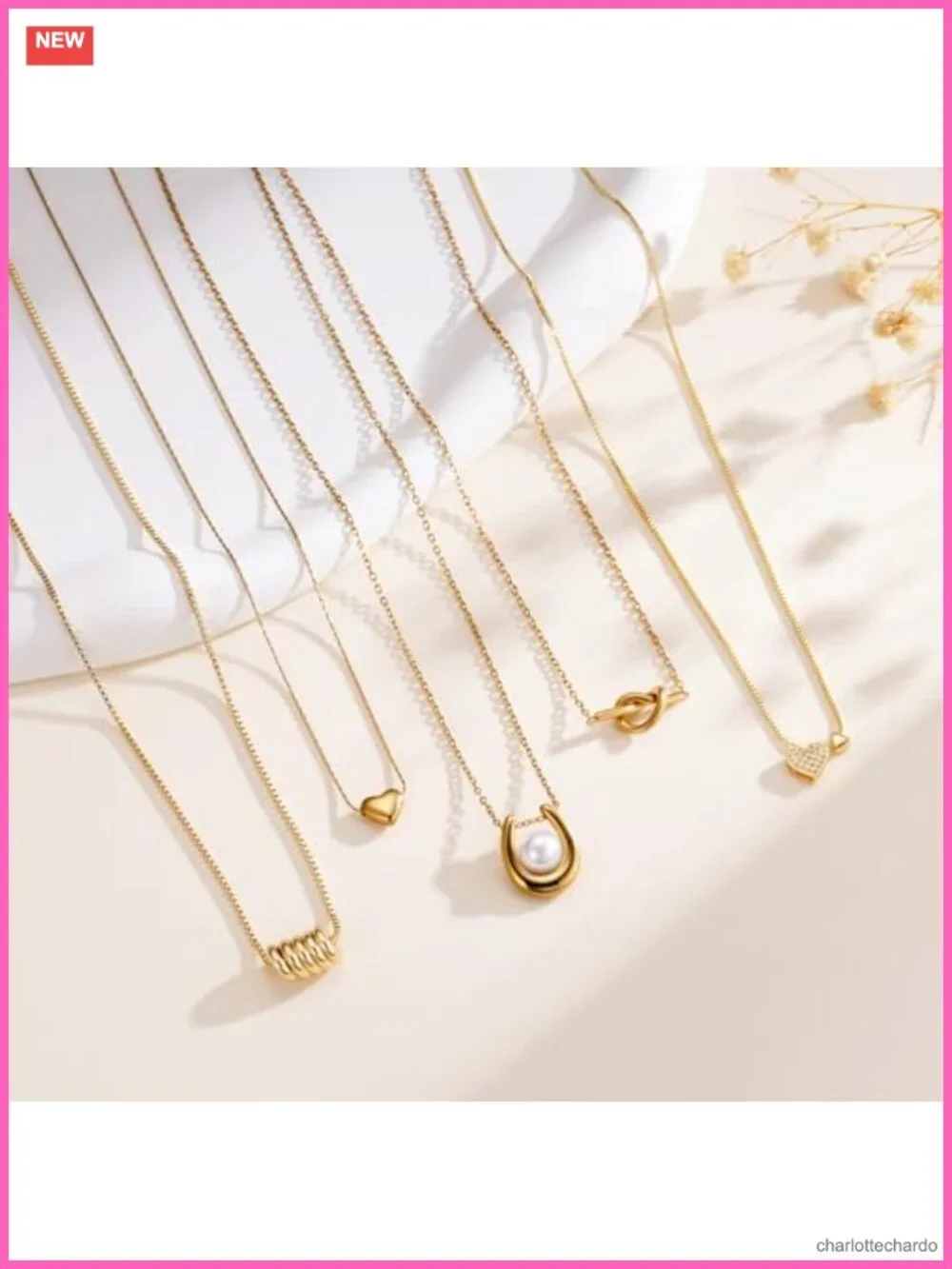 14k Gold Plated Heart Pendant Necklace Adjustable Dainty Charm Jewelry